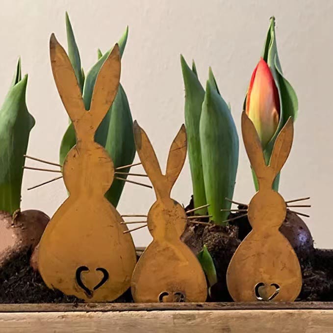 Christianartworkshop 3pcs/set Inspirational Wooden Easter Rabbit Desktop Ornament