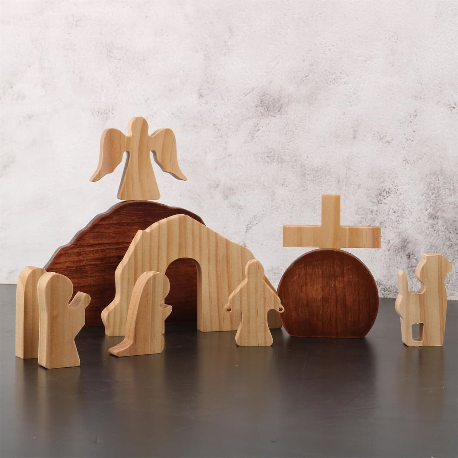 Christiandiscipleshop Easter 10pcs/set He is Risen with Angels Wooden Desktop Ornament