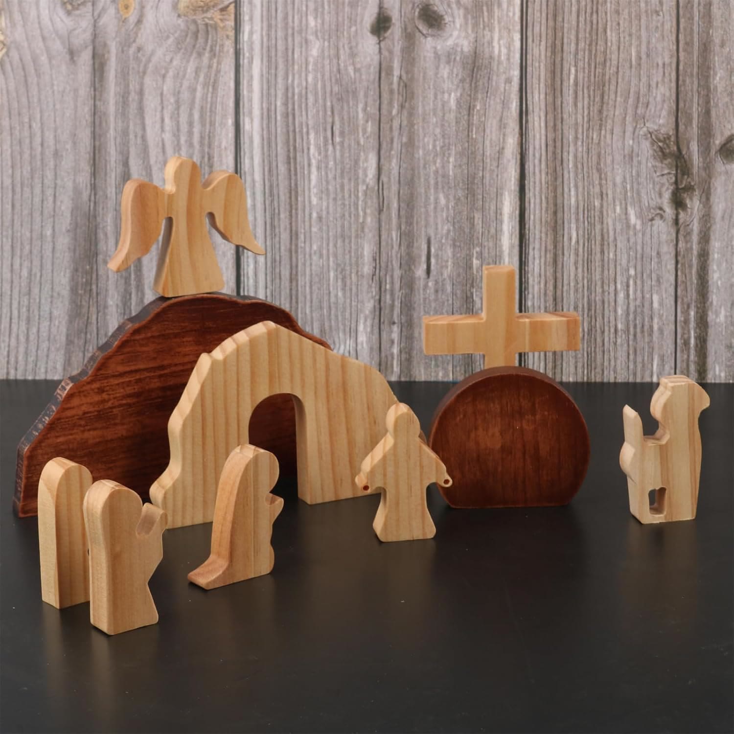 Christiandiscipleshop Easter 10pcs/set He is Risen with Angels Wooden Desktop Ornament