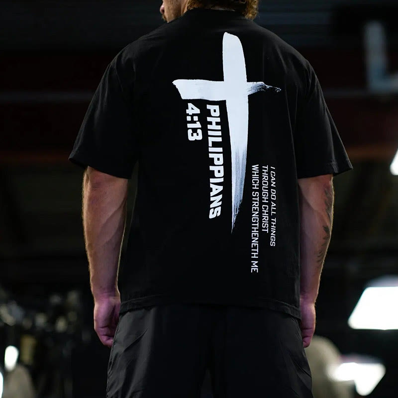Christiandiscipleshop Philippians 4:13 Strength Cross T-Shirt