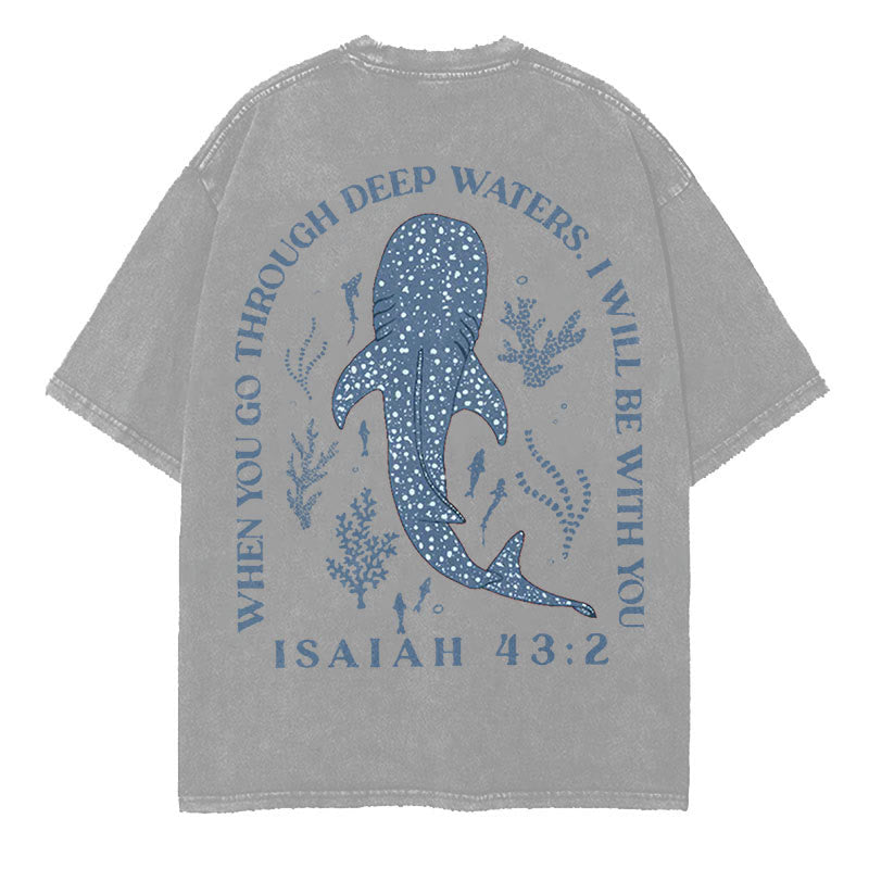 christiandiscipleshop I Will Be With You Double Sided Washed Christian T-shirt
