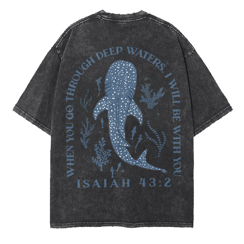 christiandiscipleshop I Will Be With You Double Sided Washed Christian T-shirt