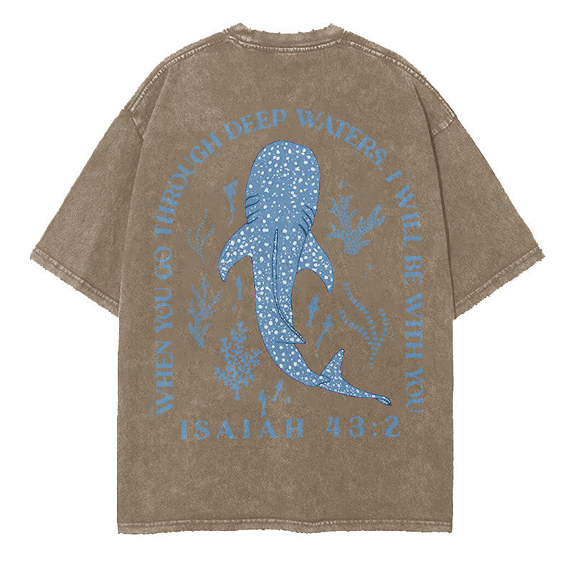 christiandiscipleshop I Will Be With You Double Sided Washed Christian T-shirt