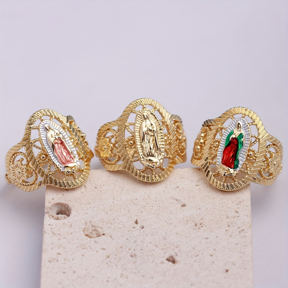 Christianartworkshop 3colors Our Lady of Guadalupe Ring: Understated Elegance Meets Timeless Symbolism