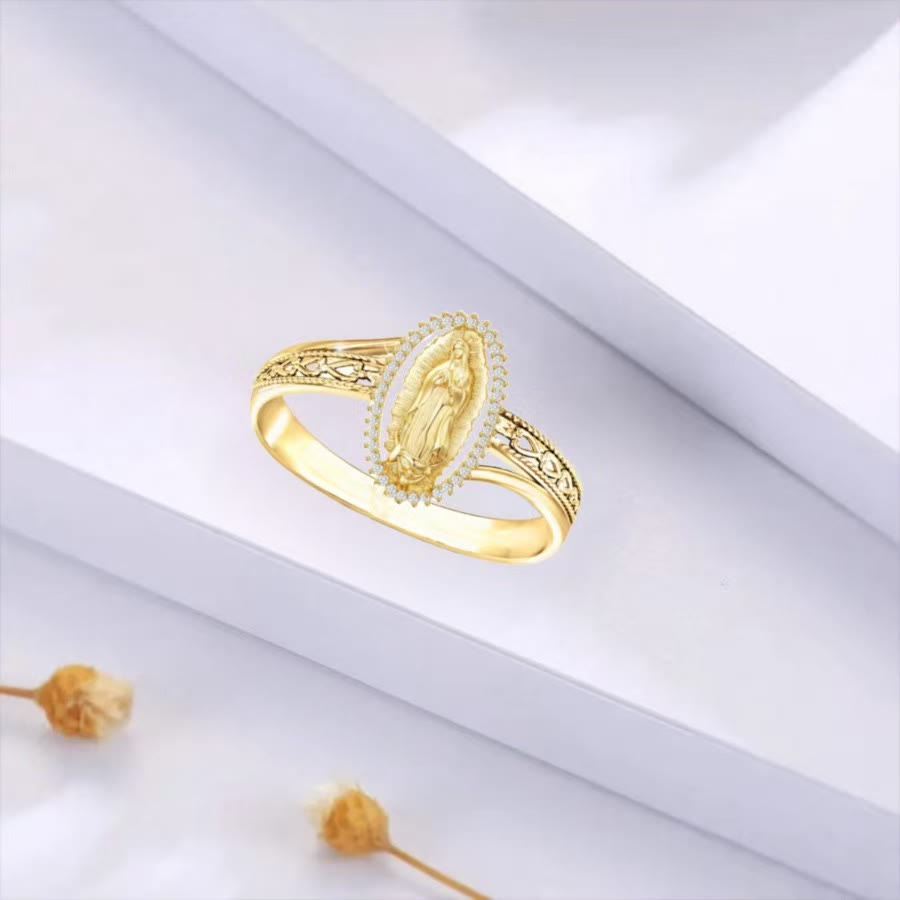 Christiandiscipleshop Our Lady of Guadalupe Faith Crafted Divine Grace Golden Ring