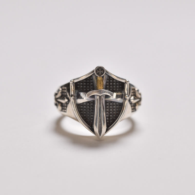 christiandiscipleshop The Immortal Faith Shield&Sword&Iris Ring: A Symbol of Faith and Fortitude