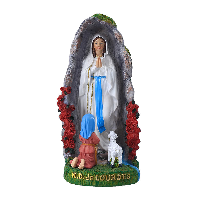 Christiandiscipleshop Our Lady of Lourdes & Lamb Resin Dekstop Decor Ornament