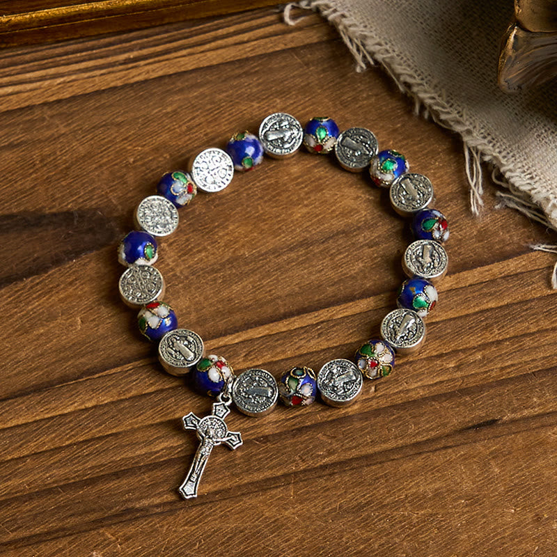 christiandiscipleshop Handcrafted Blue Cloisonné Beads Divine Blessing Bracelet: A Symbol of Faith