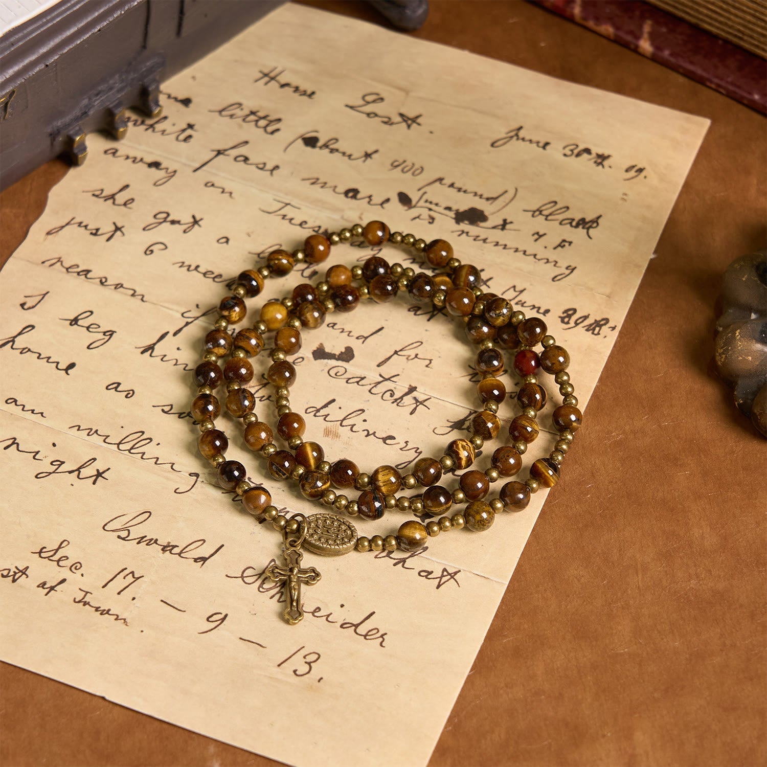 christiandiscipleshop Handmade Tiger's Eye Stone Elastic Rosary Bracelet: A Dual - Purpose Spiritual Gem