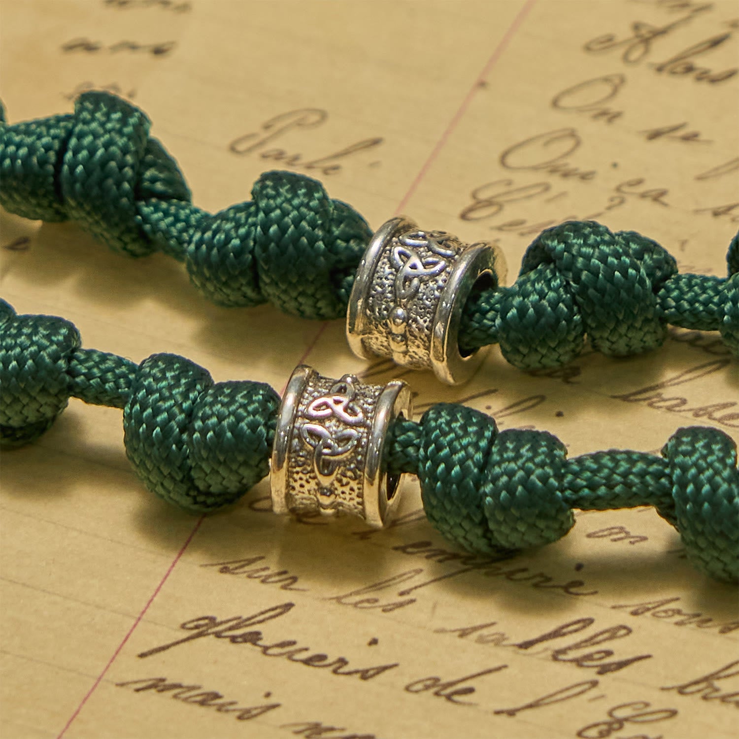 Christiandiscipleshop St. Patrick Medal Dark Green Celtic Style Cross Handmade Inspired Paracord Knotted Rosary