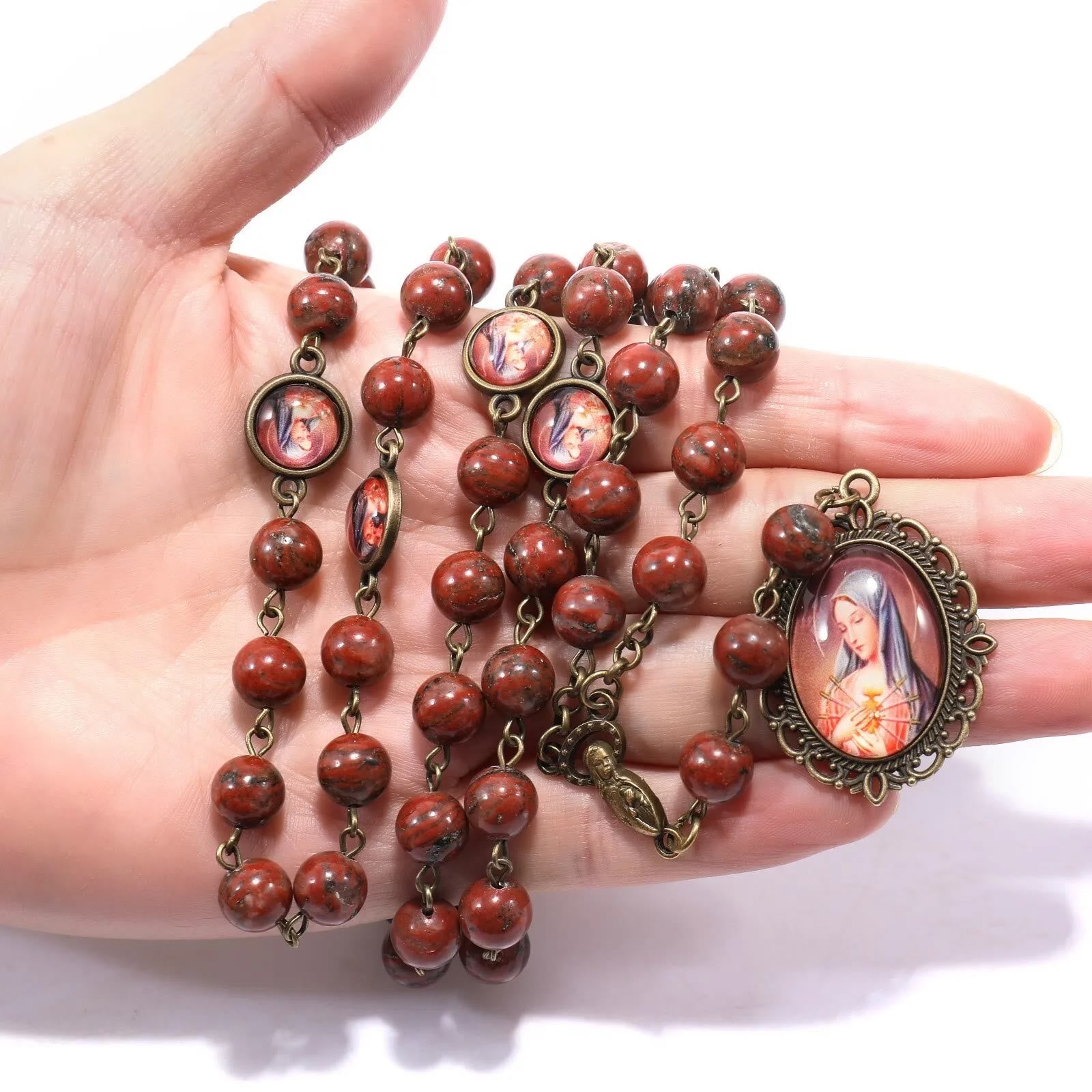 FREE Today: Our Lady Natural Sesame Stone Beads Seven Sorrows Rosary Spiritual Serenity Rosary