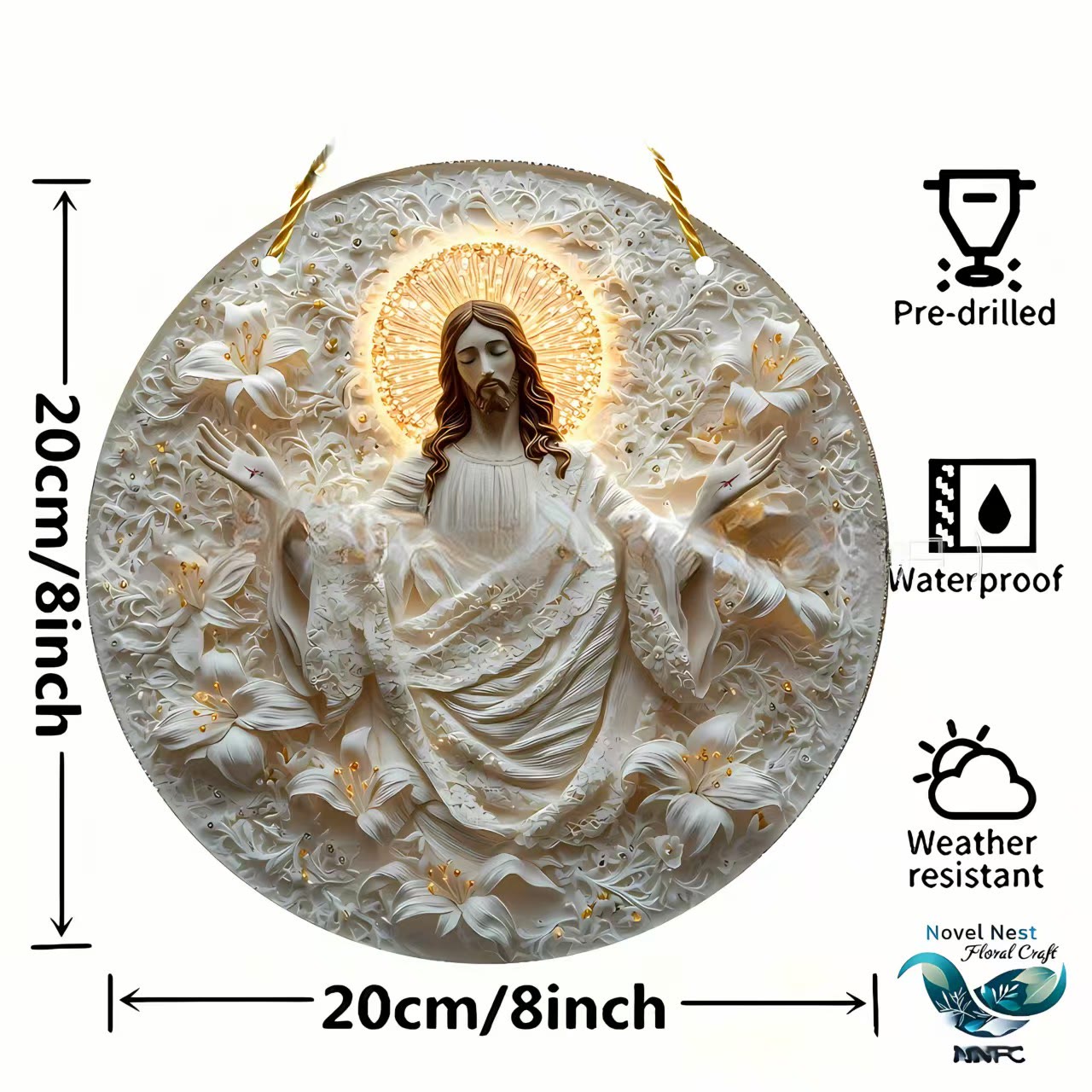 christiandiscipleshop Jesus & Flower Round Hanging Ornament: A Symbol of Divine Spirit