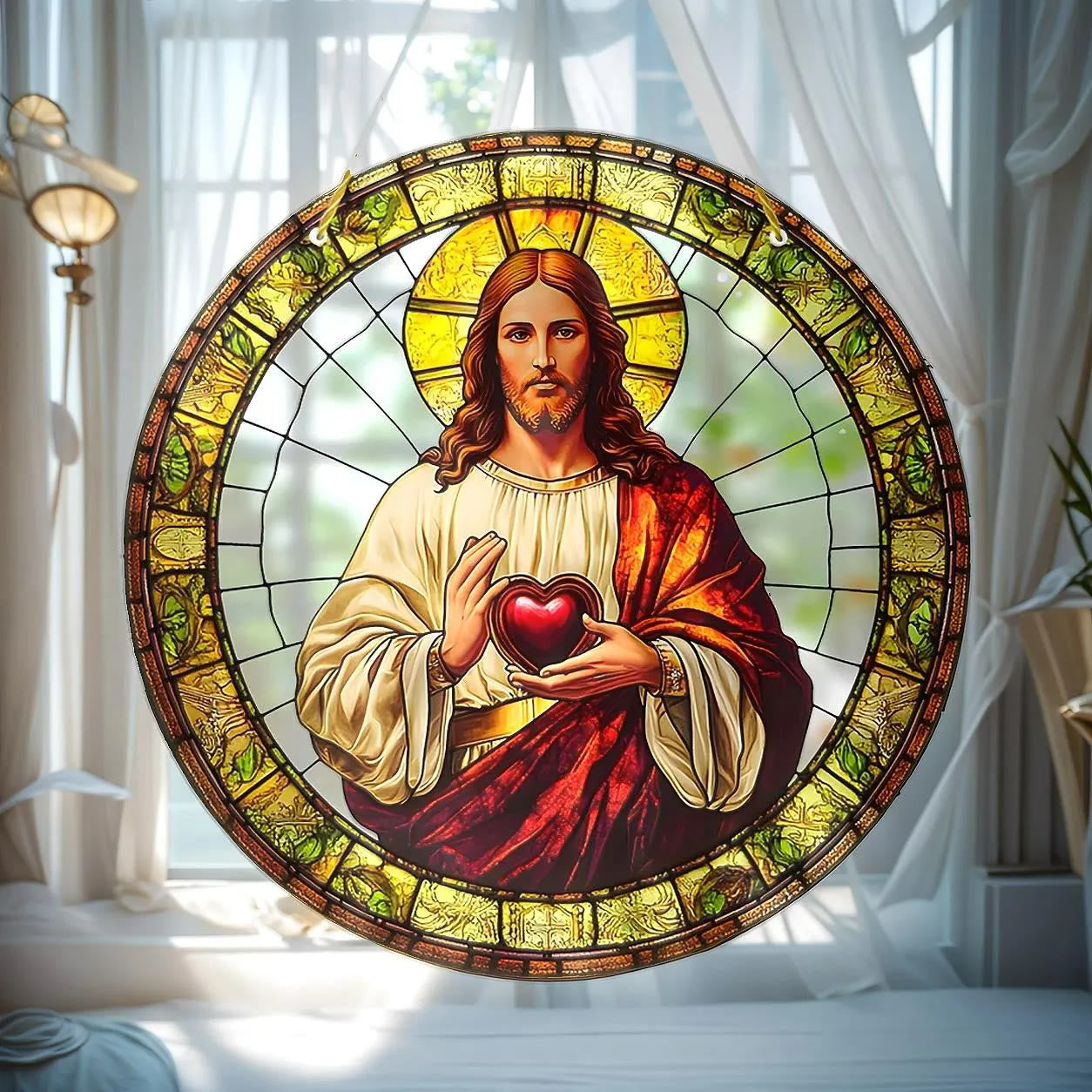 Christiandiscipleshop Sacred Heart of Jesus Holy Hanging Ornament: Soothing the Troubled Soul