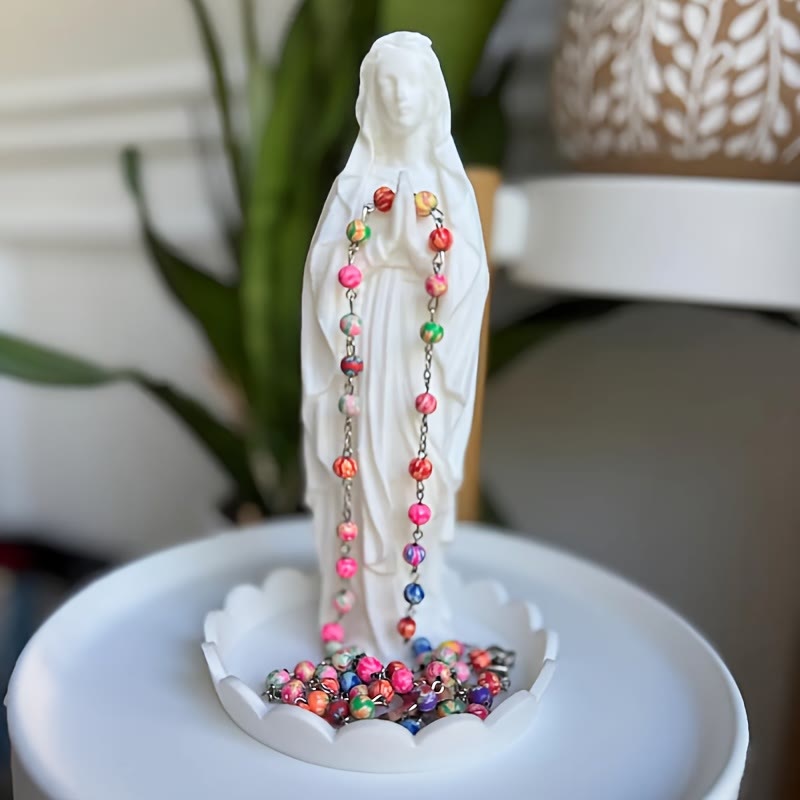 Christiandiscipleshop Our Lady Resin Rosary Holder Container: Supporting Holy Objects and Placing the Soul