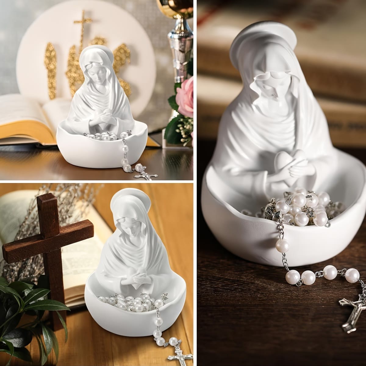 Christiandiscipleshop Our Lady White Resin Rosary Holder Container: Carrying the Beauty of Faith