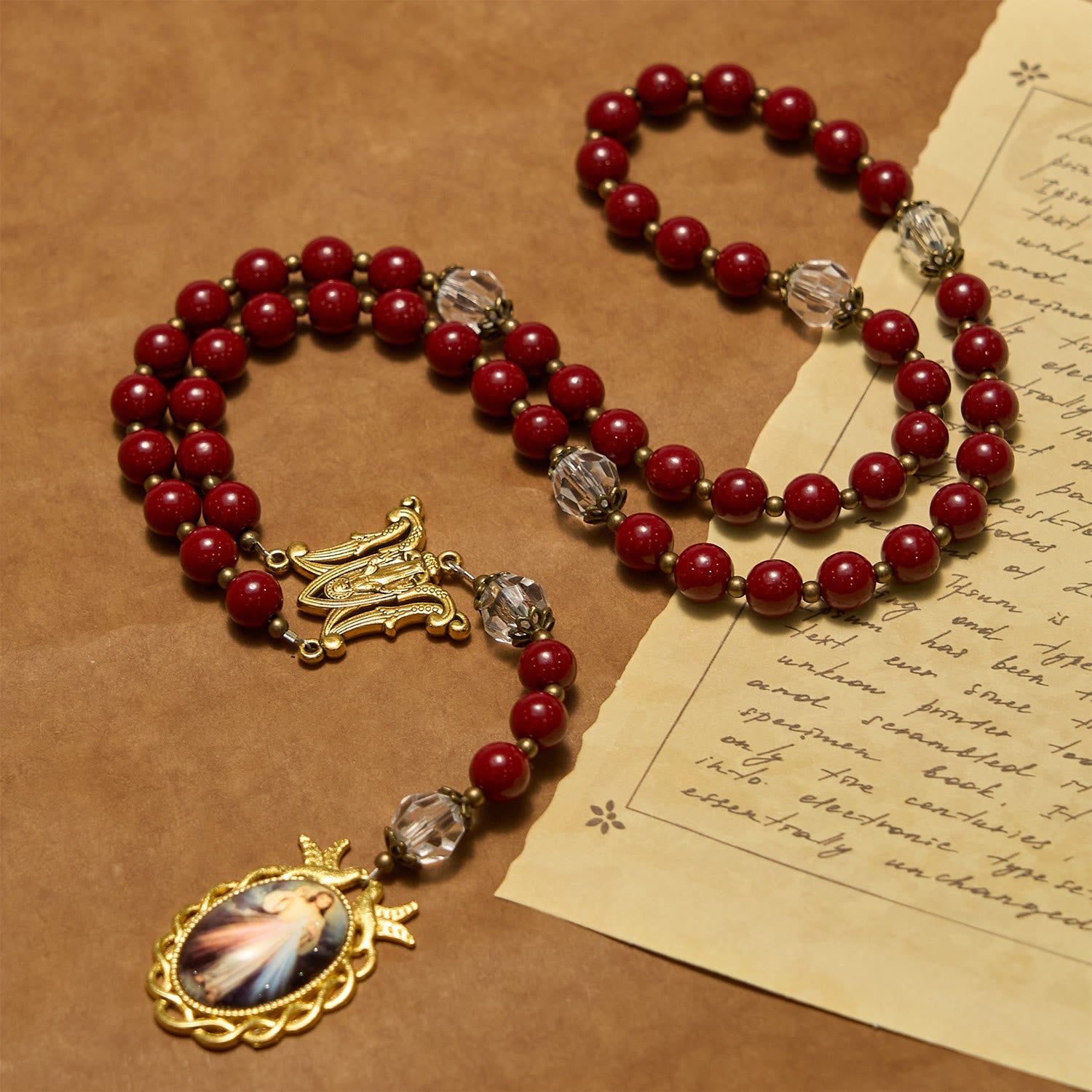 christiandiscipleshop Handmade Rosary with Cinnabar Beads and Jesus Medal – A Divine Emblem of Faith's Devotion