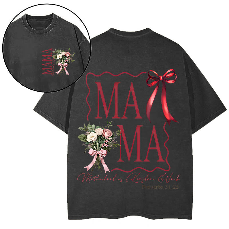 Christianartworkshop "MAMA" Flower Washed T-Shirt