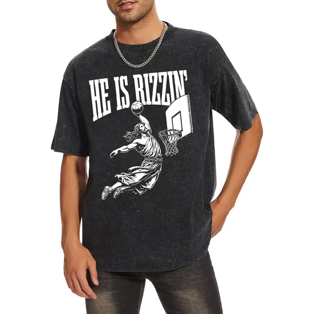 Christianartworkshop "HE IS RIZZIN" Washed T-Shirt