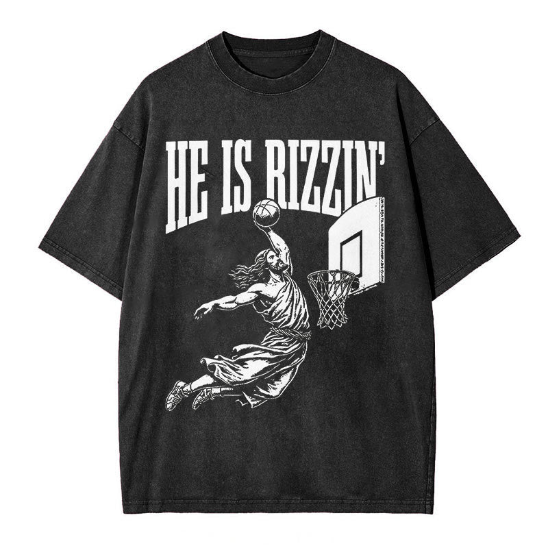 Christianartworkshop "HE IS RIZZIN" Washed T-Shirt