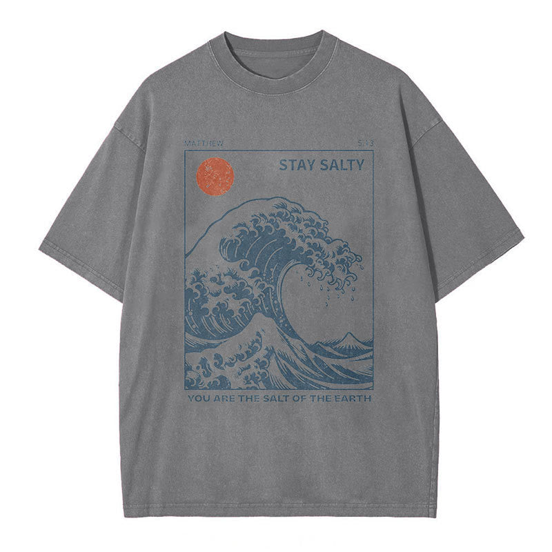 Christianartworkshop "STAY SALTY" Washed T-Shirt