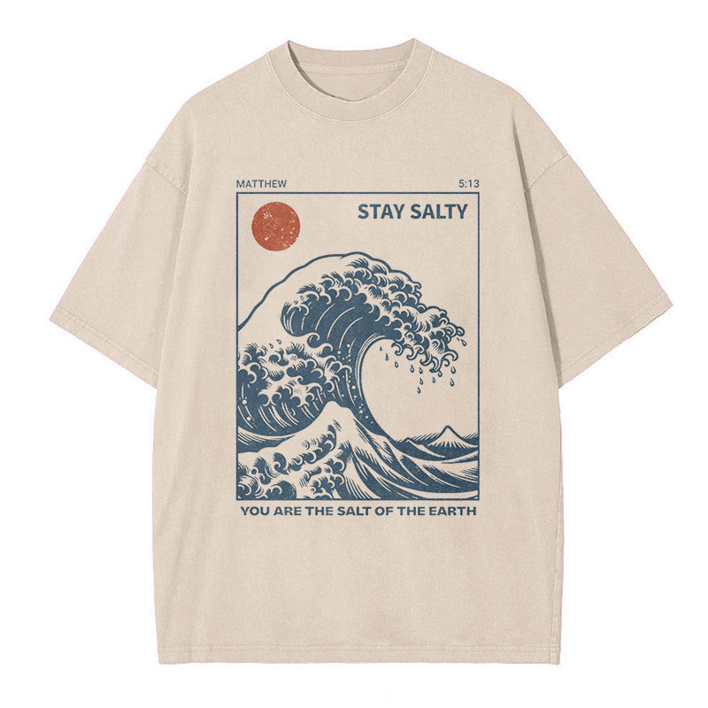 Christianartworkshop "STAY SALTY" Washed T-Shirt