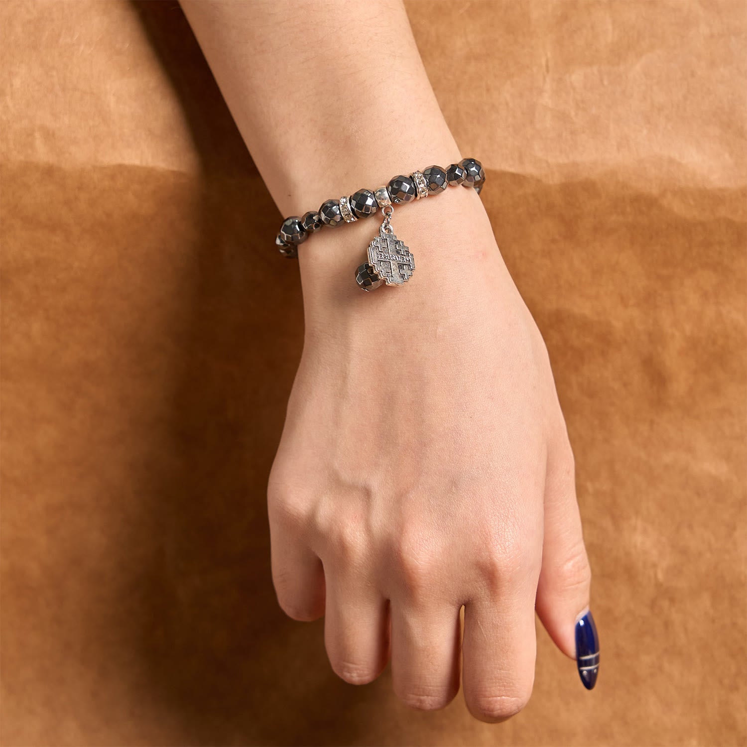 Christiandiscipleshop Shiny Black Gallstone Jerusalem - Inspired Bracelet: A Symbol of Faith