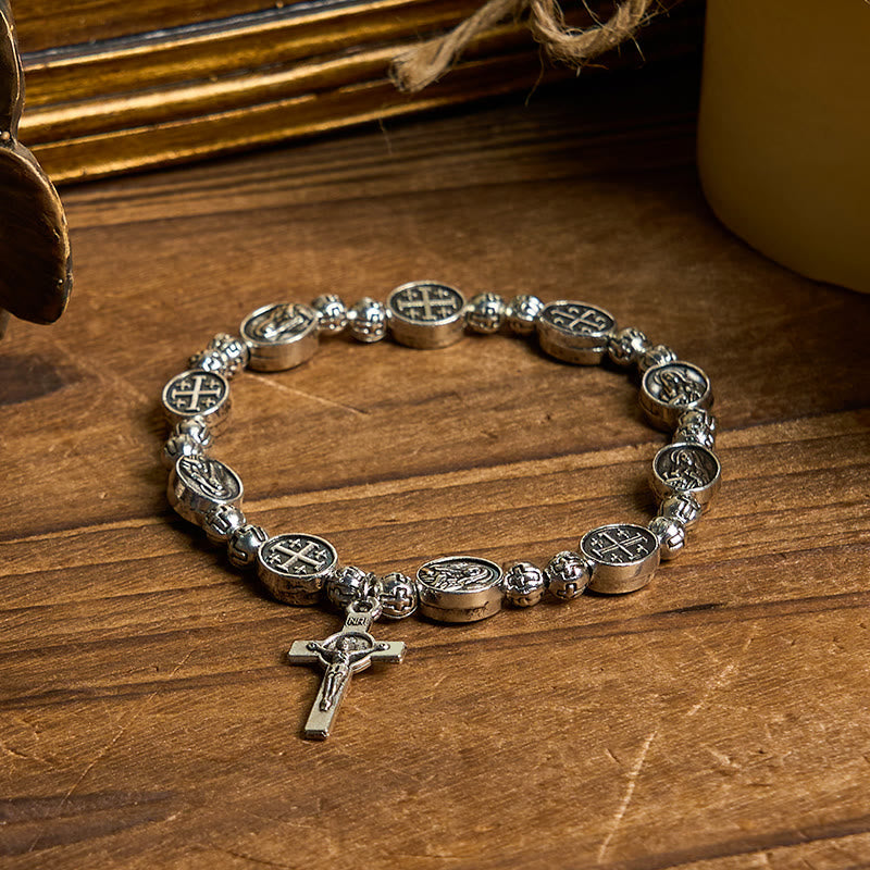 Christiandiscipleshop Our Lady Medal Sacred Symbol Crucifix Metal Bracelet: A Token of Devotion
