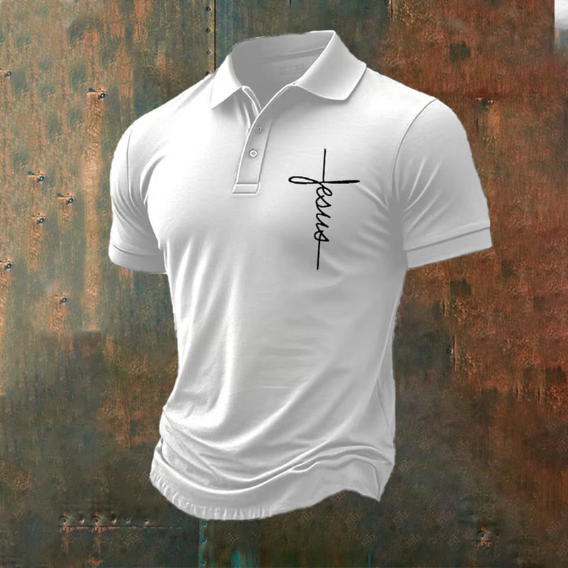 christiandiscipleshop Men's Jesus Cross Polo Shirt