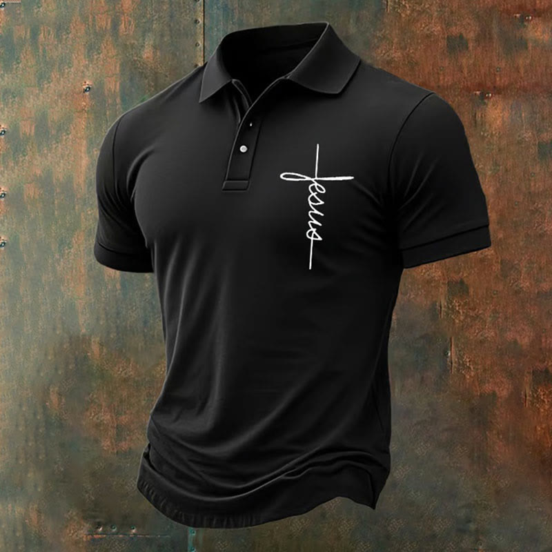 christiandiscipleshop Men's Jesus Cross Polo Shirt