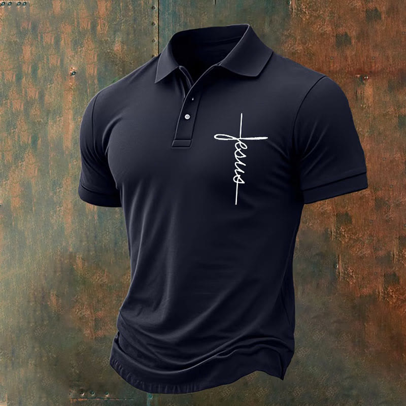 christiandiscipleshop Men's Jesus Cross Polo Shirt