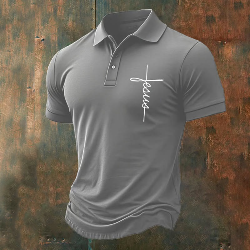 christiandiscipleshop Men's Jesus Cross Polo Shirt