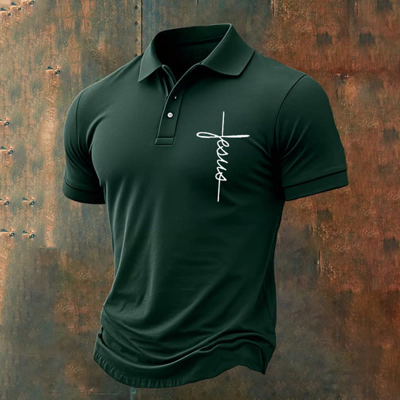 christiandiscipleshop Men's Jesus Cross Polo Shirt