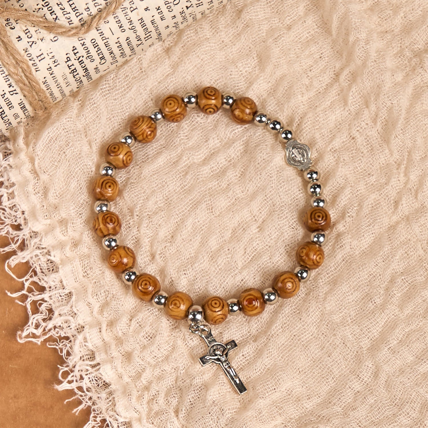 christiandiscipleshop Jesus Icon Crucifix Rose Bracelet: Handmade Spiritual Jewelry with Exquisite Craftsmanship