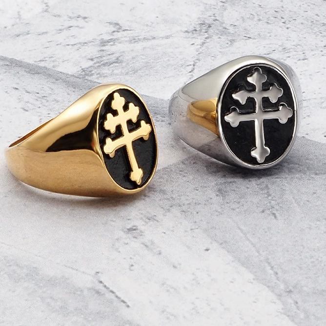 Christianartworkshop 2colors Crucifix Modern & Minimalist Ring - In Devotion, Find Limitless Hope
