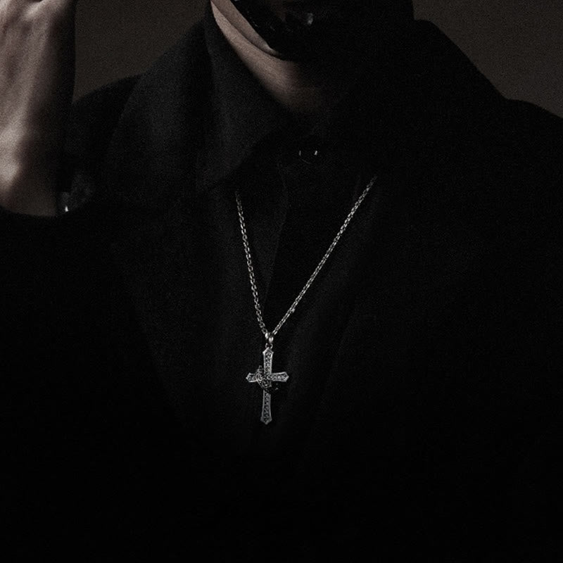 Christianartworkshop 925 Sterling Silver Cross & Crown Necklace: A Blend of Divinity and Royalty