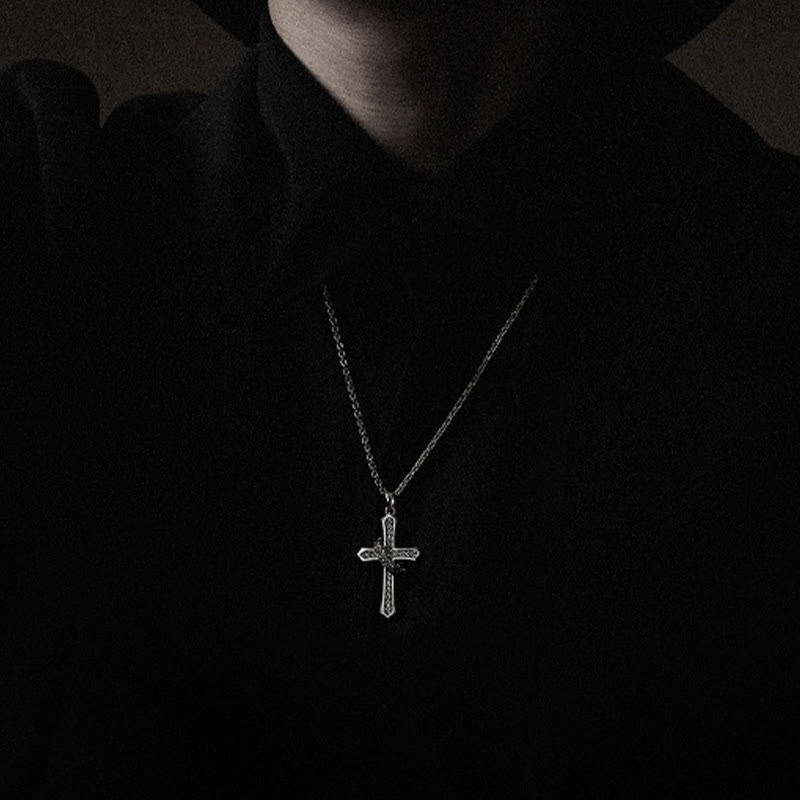 Christianartworkshop 925 Sterling Silver Cross & Crown Necklace: A Blend of Divinity and Royalty