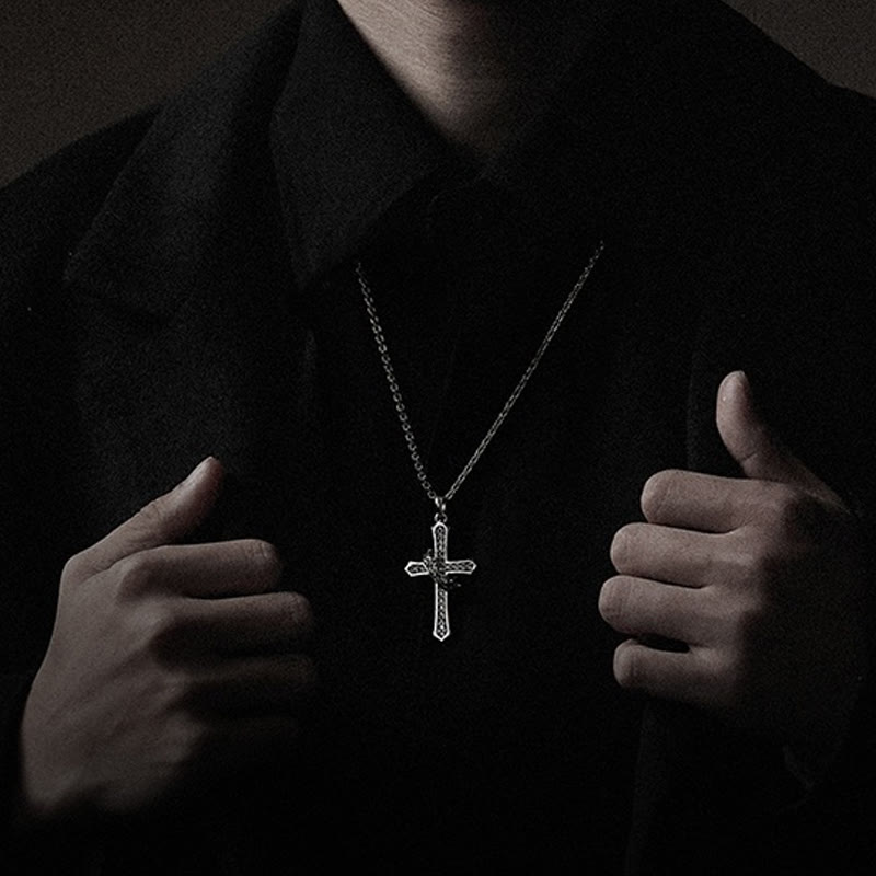 Christianartworkshop 925 Sterling Silver Cross & Crown Necklace: A Blend of Divinity and Royalty
