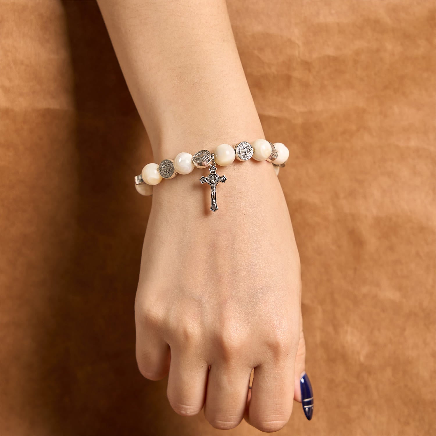 christiandiscipleshop White Beads Crucifix Bracelet: A Stylish Token of Devotion