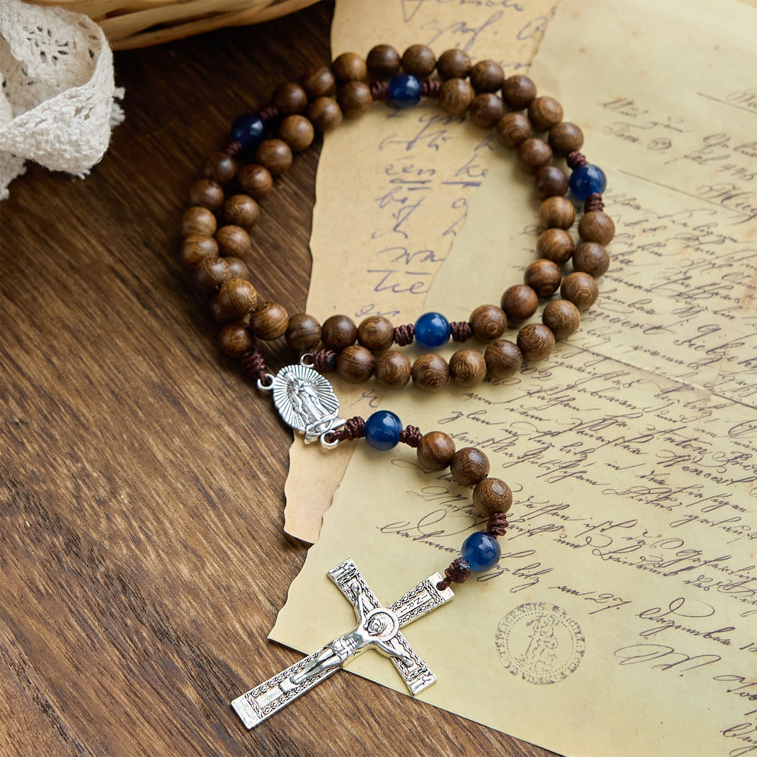 christiandiscipleshop Handmade Gold sandalwood Rosary with Our Lady of Guadalupe: A Faithful Companion