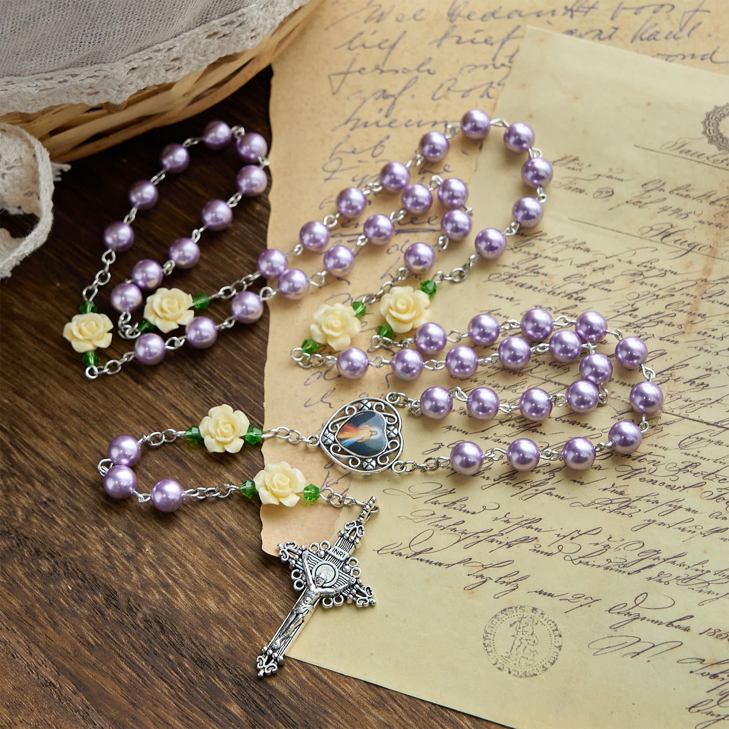 christiandiscipleshop Handmade Purple Pearl & Flower Divine Mercy Rosary: A Faithful Essential