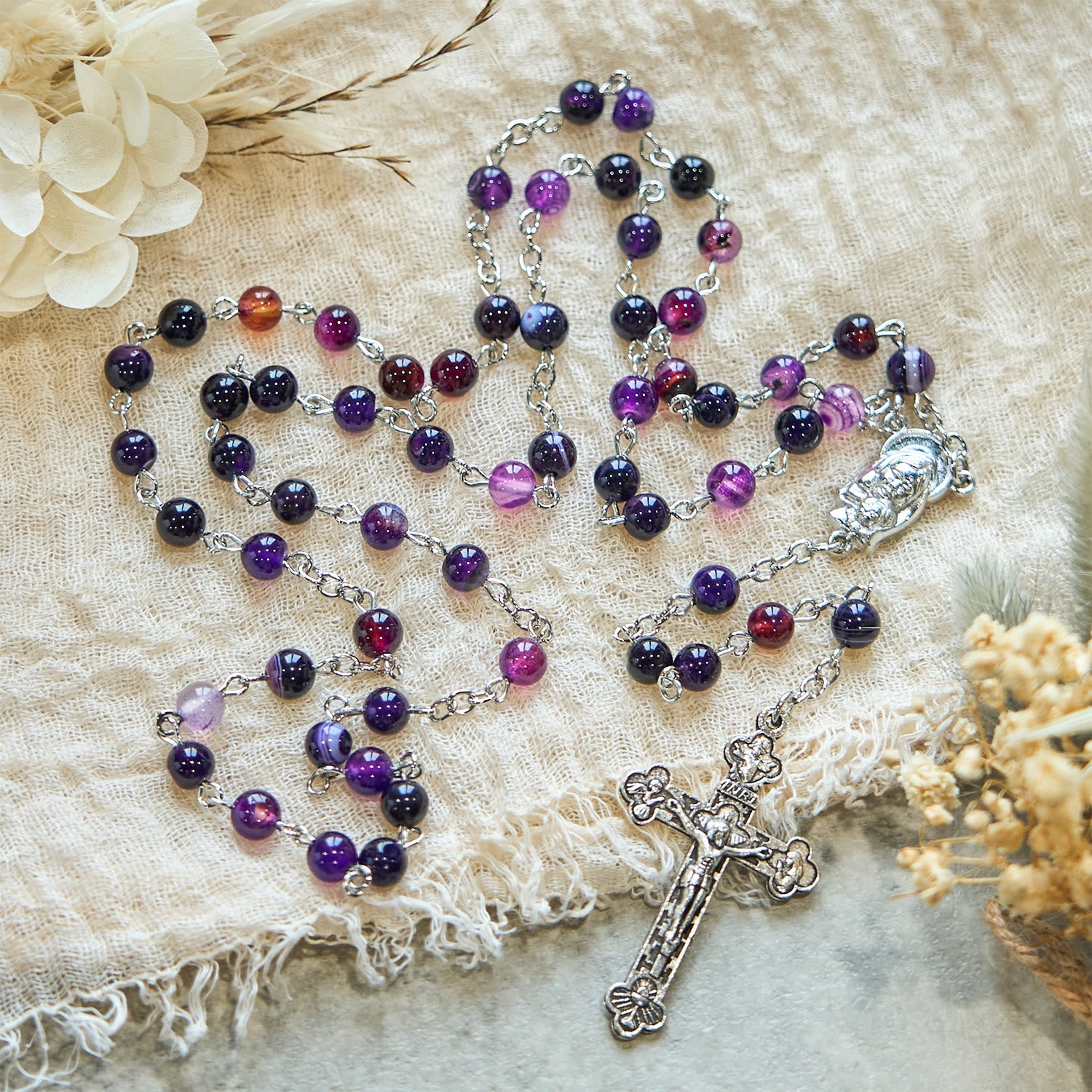 Christianartworkshop 6mm Purple Agate Rosary: A Reminder of God's Regal & Divine Nature
