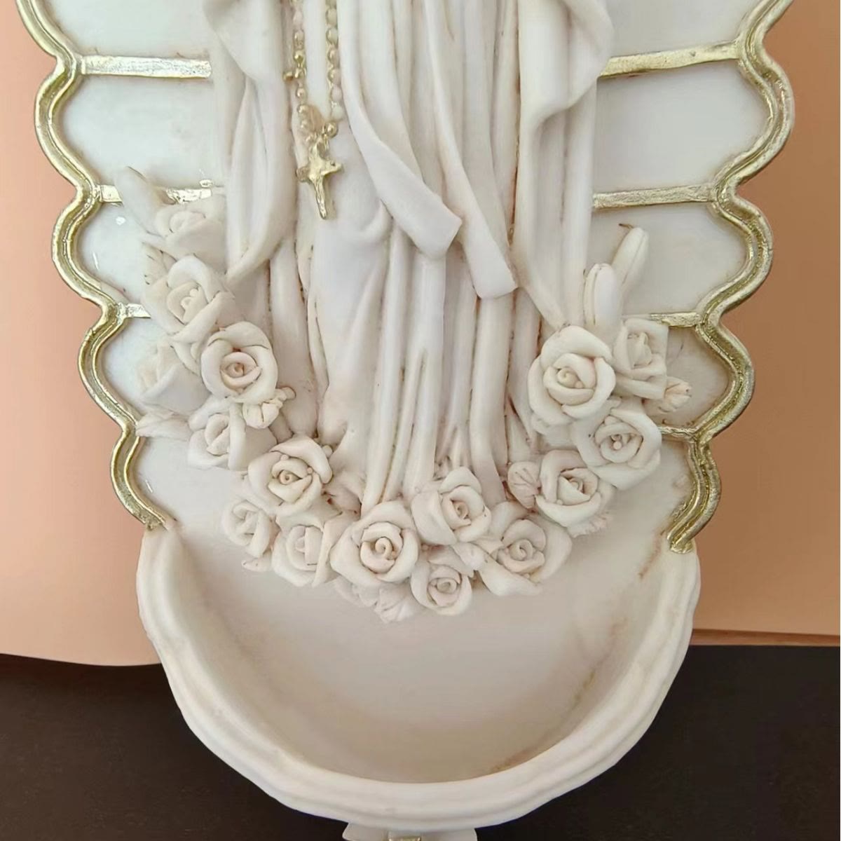 christiandiscipleshop Wall Mounted Mary Statue Character Sculpture Holy Water Font