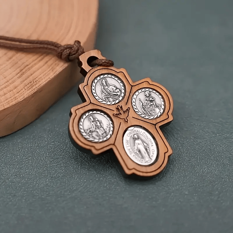Christianartworkshop Classic Olive Wood Four Way Cross Necklace: A Rare and Sacred Token of Faith