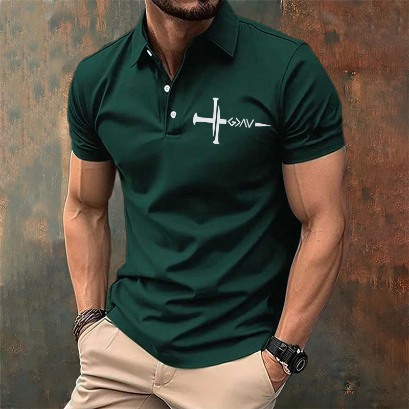 Christiandiscipleshop Nailed to Save – Cross & Nails Christian Polo T-shirt