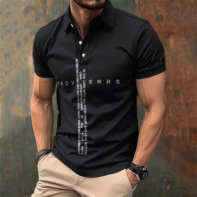christiandiscipleshop Men's Faith Jesus Proverbs Trust In The Lord With All Your Heart Casual Polo Shirt