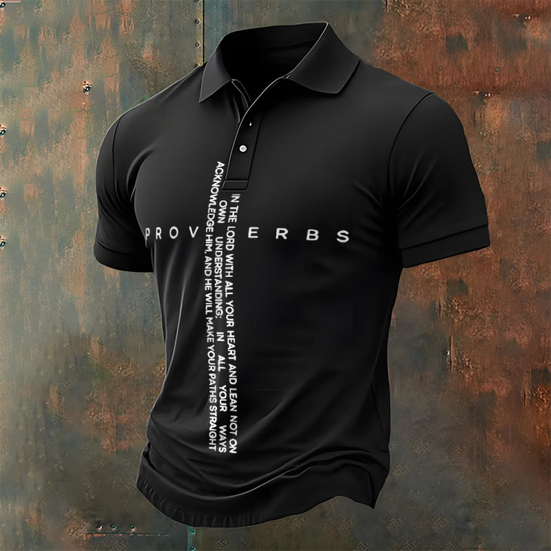 christiandiscipleshop Men's Faith Jesus Proverbs Trust In The Lord With All Your Heart Casual Polo Shirt