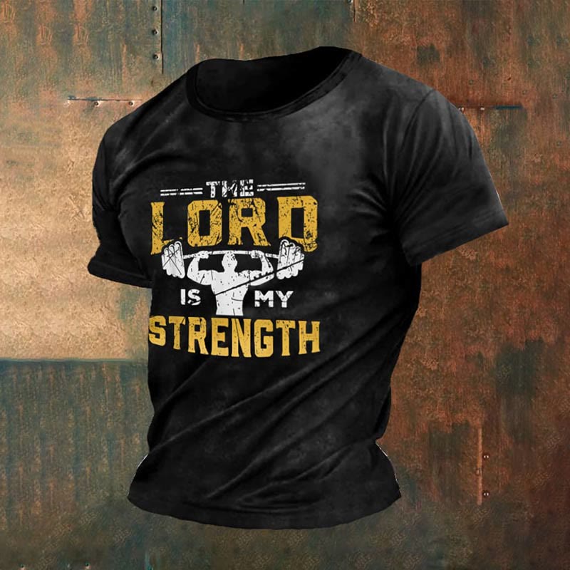 christiandiscipleshop Men's Retro Gym And Faith Print Casual Round Neck T-Shirt