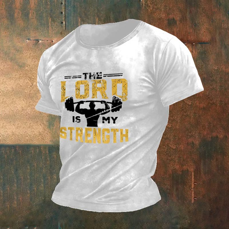 christiandiscipleshop Men's Retro Gym And Faith Print Casual Round Neck T-Shirt