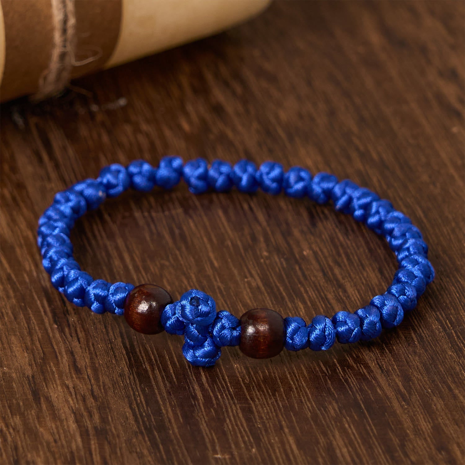 Christianartworkshop Blue & Black Cross - Knot String Bracelet: A Token of Faith