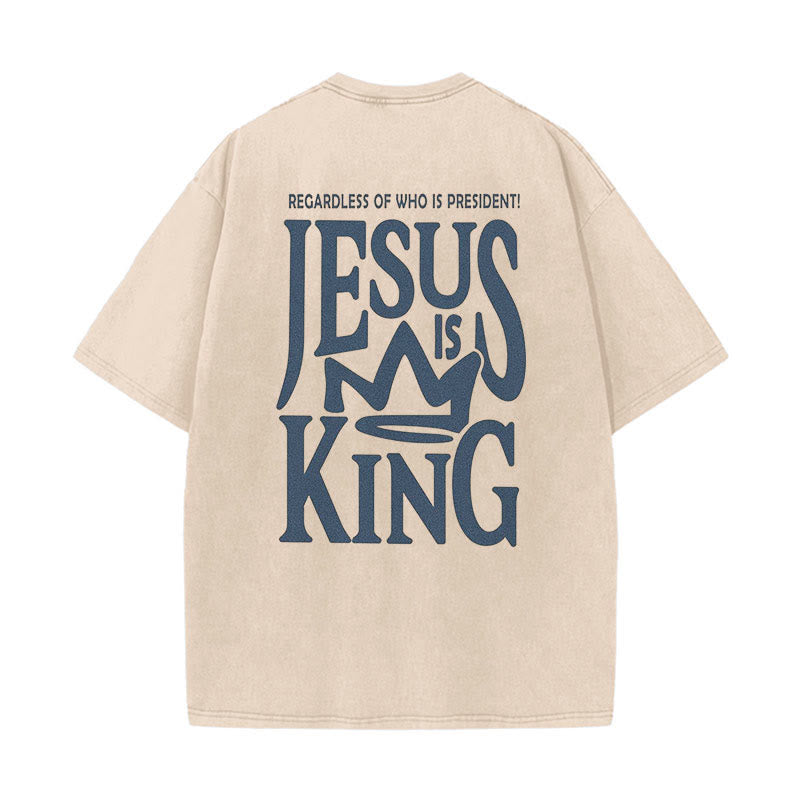 christiandiscipleshop Jesus is King Statement Unisex Washed T-Shirt